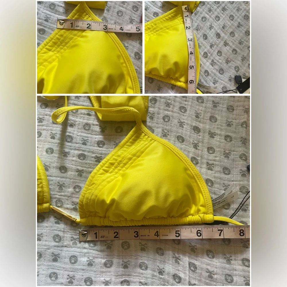 VIX SWIMWEAR SOLID YELLOW MATELASSE BIKINI SET SIZE LARGE (6-8) NWT - Picture 8 of 11